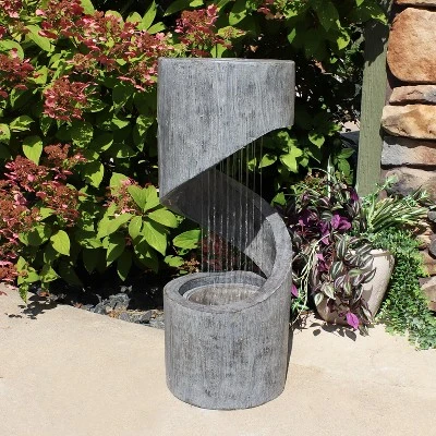 Sunnydaze Decor Sunnydaze 31"H Electric Polyresin Showering Spiral Column Outdoor Water Fountain With LED Light 1 Sunnydaze Decor Sunnydaze 31"H Electric Polyresin Showering Spiral Column Outdoor Water Fountain With LED Light