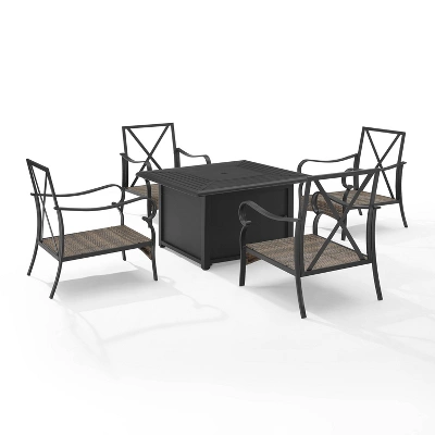 5pc Dahlia Outdoor Steel Fire Pit Set Taupe/Matte Black - Crosley 7 5pc Dahlia Outdoor Steel Fire Pit Set Taupe/Matte Black - Crosley - Image 7