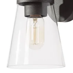 10" Metal/Glass Outdoor Wall Lamp Black/Silver - LNC -Deals Patio Elegance Store GUEST f7a31061 8efa 48c6 8640 123b6bf24ba1