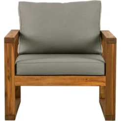 Galia 2pc Square Leg Acacia Wood Chair And Ottoman With Cushions - Brown - Saracina Home -Deals Patio Elegance Store GUEST f862c995 9ccc 4778 bd23 a9d1f46b9f67