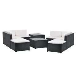 10pc Wicker Patio Sectional Seating Set With Cushion - Black/Beige - GODEER -Deals Patio Elegance Store GUEST f91f0d89 ea09 48ac b771 5f52b64f054a