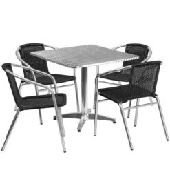 Emma And Oliver 31.5" Square Aluminum Garden Patio Table Set With 4 Rattan Chairs -Deals Patio Elegance Store GUEST f933cef0 faf4 48c1 a2e5 d01be21d6393