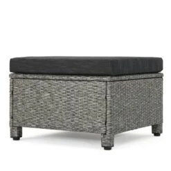 Puerta 2pk Outdoor Wicker Ottomans With Cushions - Black/Dark Gray - Christopher Knight Home -Deals Patio Elegance Store GUEST f9dba45b 9fc9 428d a918 b2abd5fe6a56