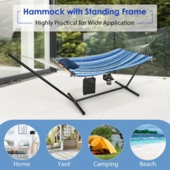 Costway Hammock Chair Stand Set Cotton Swing W/ Pillow Cup Holder Indoor Outdoor 12 Costway Hammock Chair Stand Set Cotton Swing W/ Pillow Cup Holder Indoor Outdoor -Deals Patio Elegance Store GUEST fa83aca4 0351 4c2f 9ec5 0f65527be0ff