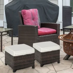 Outsunny 2 Pc 20" Outdoor PE Rattan Wicker Ottoman, Fade-Resistant Patio Footrest With Soft Cushion, Steel Frame, Brown, White 5 Outsunny 2 Pc 20" Outdoor PE Rattan Wicker Ottoman, Fade-Resistant Patio Footrest With Soft Cushion, Steel Frame, Brown, White -Deals Patio Elegance Store GUEST faf83077 39a4 436b 88aa 9a612e7ebfde