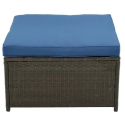 9pc Wicker Patio Sectional Seating Set With Cushions - Brown/Blue - GODEER -Deals Patio Elegance Store GUEST fb4a071d 2247 43c3 85f6 ba9e599a7e98