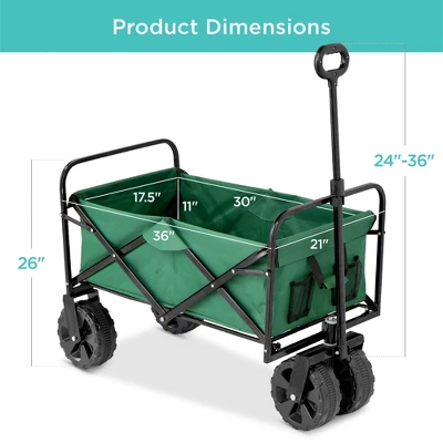 Best Choice Products 36in Folding Multipurpose Indoor Outdoor Utility Cart W/ Swivel Wheels, Adjustable Handle - Green 6 Best Choice Products 36in Folding Multipurpose Indoor Outdoor Utility Cart W/ Swivel Wheels, Adjustable Handle - Green - Image 6
