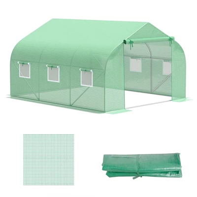 Outsunny Greenhouse Replacement Cover For 11.5' X 10' X 6.5' Walk-in Tunnel PE Hot House Plastic Cover With Zipper Door And 6 Roll Up Windows (Frame Not Included) 3 Outsunny Greenhouse Replacement Cover For 11.5' X 10' X 6.5' Walk-in Tunnel PE Hot House Plastic Cover With Zipper Door And 6 Roll Up Windows (Frame Not Included) - Image 3