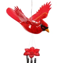 9.25" Plastic And Metal Solar Cardinal Fluttering Wings Wind Chime Red - Exhart -Deals Patio Elegance Store GUEST fd98e5ab c9aa 48a7 891d 7afce3017ca2