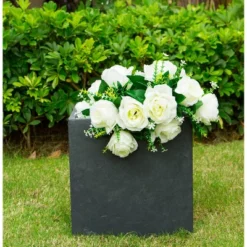 Rosemead Home & Garden, Inc. 12" Wide Kante Lightweight Modern Outdoor Concrete Square Decorative Planter Charcoal Black -Deals Patio Elegance Store GUEST fde043c8 3654 42cf abe9 4ce7ca4b31e0