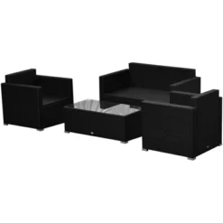 Outsunny 4-Piece Rattan Wicker Furniture Set, Outdoor Cushioned Conversation Furniture With 2 Chairs, Loveseat, And Glass Coffee Table 15 Outsunny 4-Piece Rattan Wicker Furniture Set, Outdoor Cushioned Conversation Furniture With 2 Chairs, Loveseat, And Glass Coffee Table -Deals Patio Elegance Store GUEST fe2eccca e660 41ef 9c1f 60e5faa0ff47