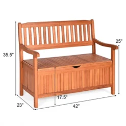 Costway 42'' Storage Bench Deck Box Solid Wood Seating Container Tools Toys W/Backrest 12 Costway 42'' Storage Bench Deck Box Solid Wood Seating Container Tools Toys W/Backrest -Deals Patio Elegance Store GUEST fe581b08 a71b 4c1c 9d55 211d1895556f
