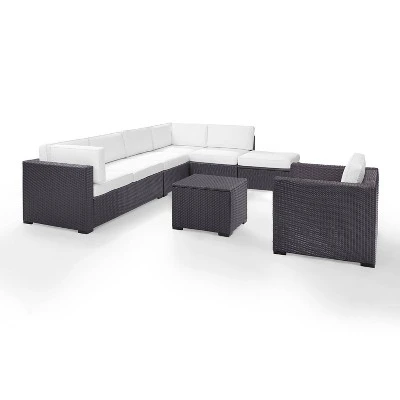 Biscayne 6pc Outdoor Wicker Sectional Set - White - Crosley 5 Biscayne 6pc Outdoor Wicker Sectional Set - White - Crosley - Image 5
