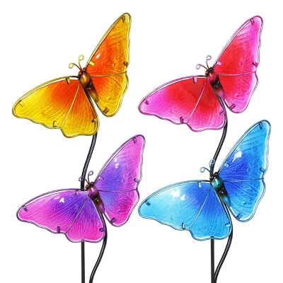 4pk 26" Resin/Glass Butterfly Garden Stakes - Exhart 5 4pk 26" Resin/Glass Butterfly Garden Stakes - Exhart - Image 5