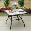 Patio Set With Steel Table With 1.57" Umbrella Hole & Metal Padded Sling C-Spring Arm Chairs - Captiva Designs