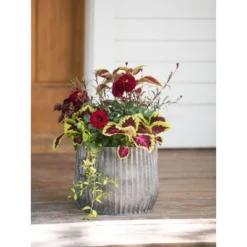 Gardener's Supply Company Galvanized Ribbed Barrel Planter, 12"