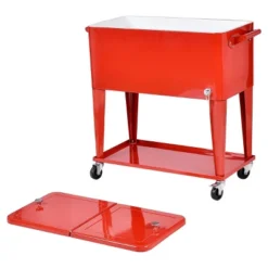 Costway 80-quart Cooler Beer Cart Outdoor Entertaining Rolling Party Steel Bar Bistro -Deals Patio Elegance Store GUEST ffba26c5 d083 4e76 9490 0d5515e45125