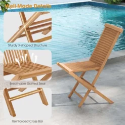 Costway 2 PCS Patio Folding Chair Teak High Back Dining Slatted Seat Portable Outdoor -Deals Patio Elegance Store GUEST ffc3ef1b d7c6 460d 8692 c45931460ddb