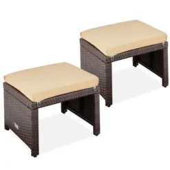 Best Choice Products Set Of 2 Multipurpose Patio Wicker Ottomans W/ Removable Cushions, Steel Frame -Deals Patio Elegance Store GUEST ffe3540c 1362 4365 9815 b0b83c74a63c