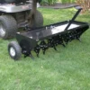 Yard Tuff 48 Inch Steel Tow Behind Plug Aerator With Pneumatic Tires, 32 Coring Plugs, And Universal Hitch For Lawn Mowers, Garden Tractors, And ATVs